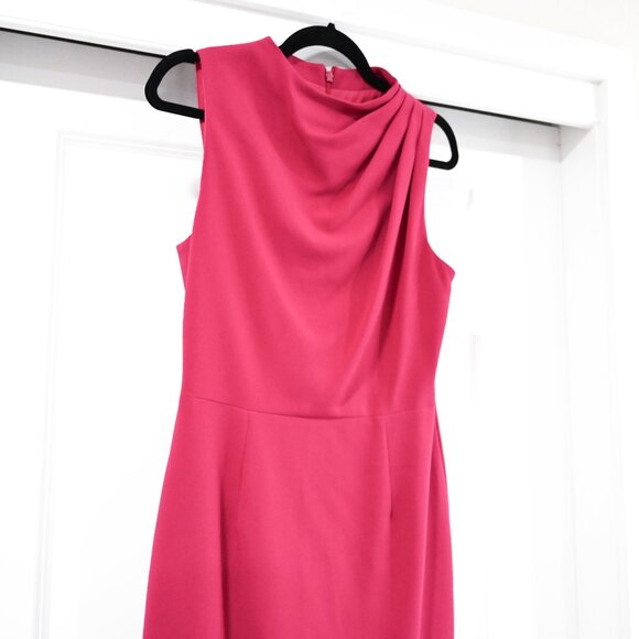Black Halo Size 8 Pink Fuchsia Corrine Draped Cowl Neck Sheath Dress - Picture 3 of 9